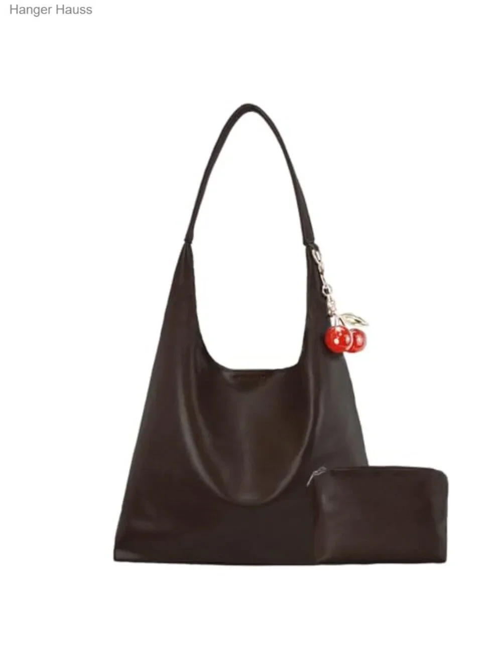 Vegan Hobo Bag Cherry Leather Shoulder Purse Slouchy Designer Crossbody Bag for
